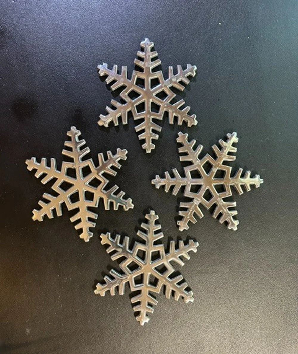 Snowflake Coasters Stainless Steel 4 3/4 inches, stackable